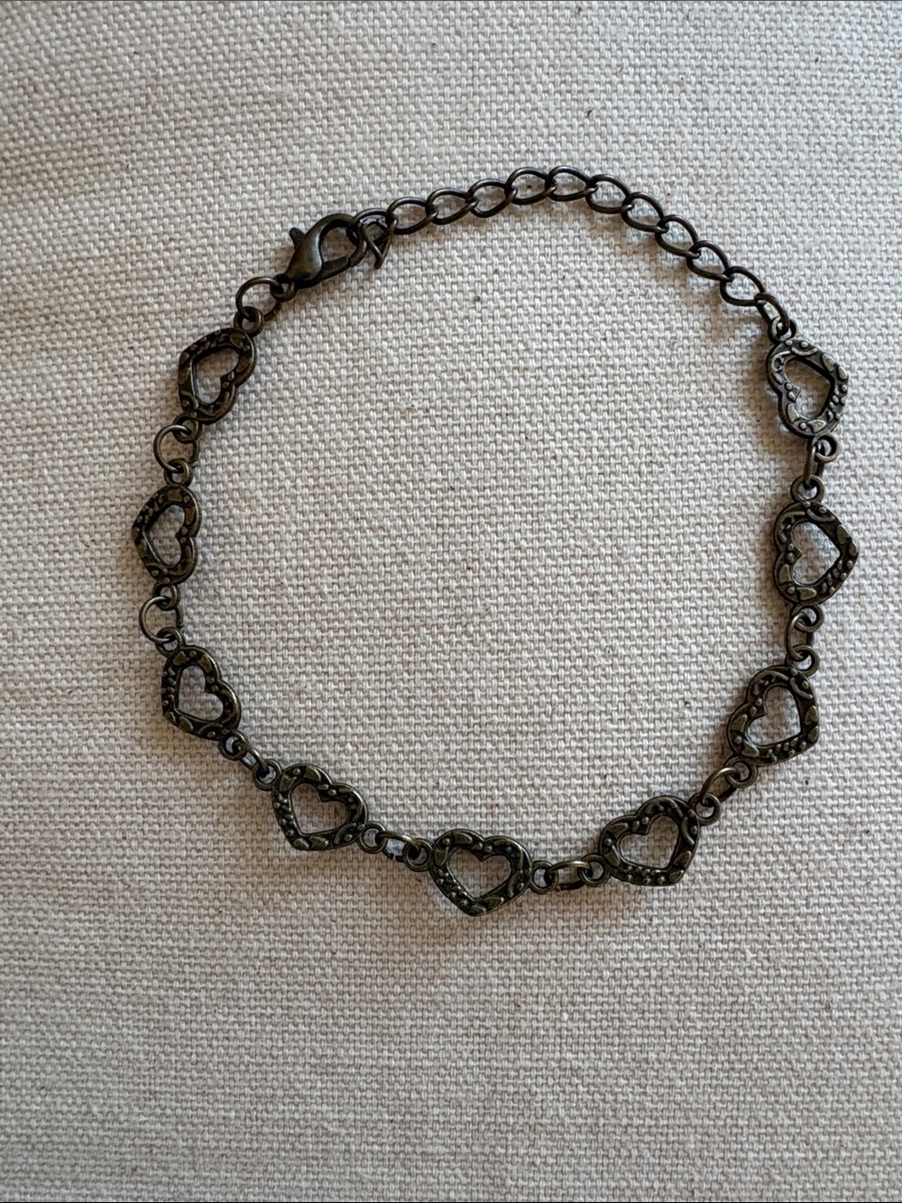 Open Heart Link Bracelet in Dark Gunmetal